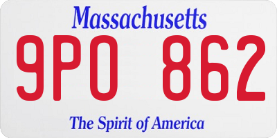 MA license plate 9PO862
