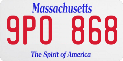 MA license plate 9PO868