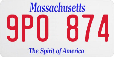 MA license plate 9PO874