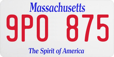 MA license plate 9PO875