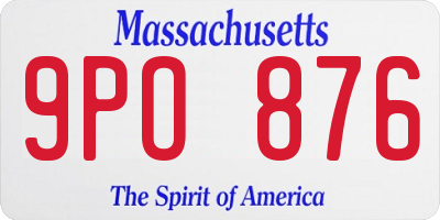 MA license plate 9PO876