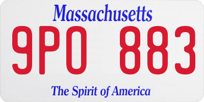 MA license plate 9PO883