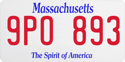 MA license plate 9PO893