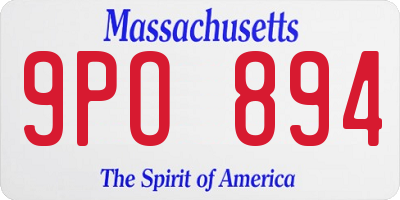 MA license plate 9PO894