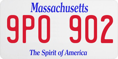 MA license plate 9PO902