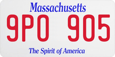 MA license plate 9PO905