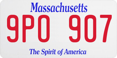 MA license plate 9PO907