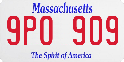 MA license plate 9PO909