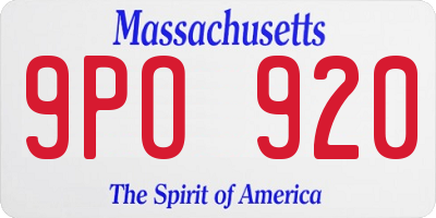 MA license plate 9PO920