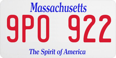 MA license plate 9PO922