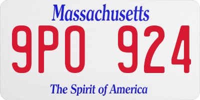 MA license plate 9PO924