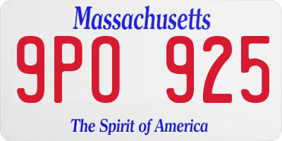 MA license plate 9PO925
