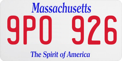 MA license plate 9PO926