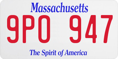 MA license plate 9PO947