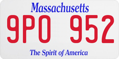 MA license plate 9PO952