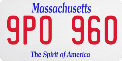 MA license plate 9PO960