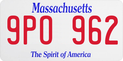 MA license plate 9PO962