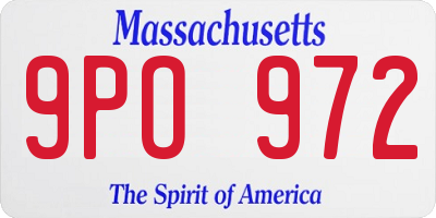 MA license plate 9PO972