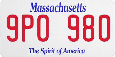 MA license plate 9PO980