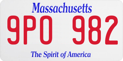 MA license plate 9PO982