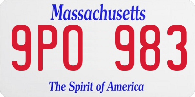 MA license plate 9PO983