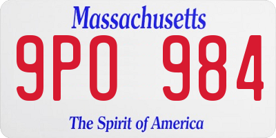 MA license plate 9PO984