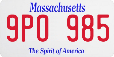MA license plate 9PO985