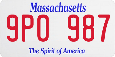 MA license plate 9PO987