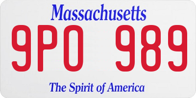 MA license plate 9PO989