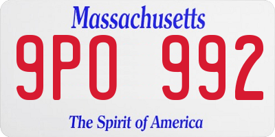 MA license plate 9PO992