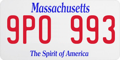 MA license plate 9PO993