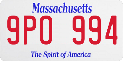 MA license plate 9PO994