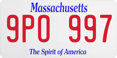 MA license plate 9PO997