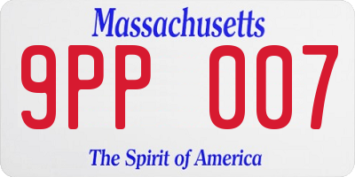 MA license plate 9PP007