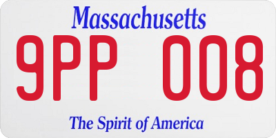 MA license plate 9PP008