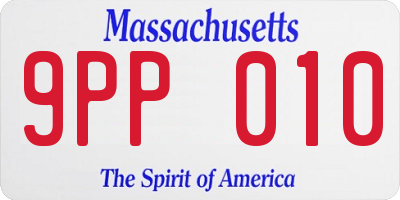 MA license plate 9PP010