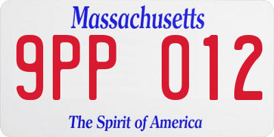 MA license plate 9PP012