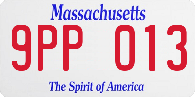 MA license plate 9PP013