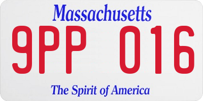 MA license plate 9PP016