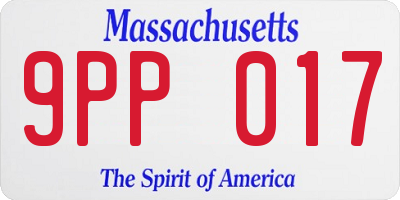 MA license plate 9PP017