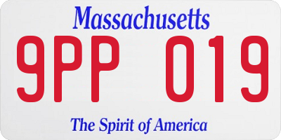 MA license plate 9PP019