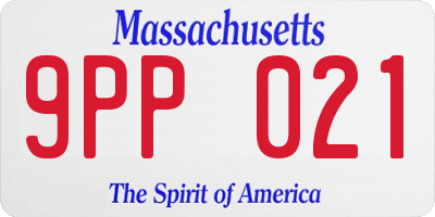 MA license plate 9PP021