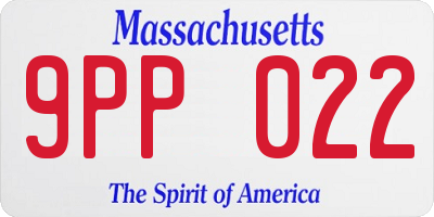 MA license plate 9PP022