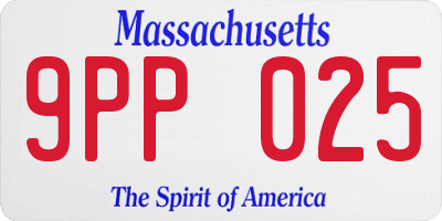 MA license plate 9PP025
