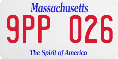 MA license plate 9PP026