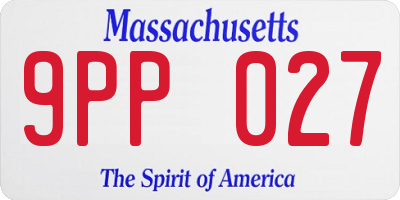 MA license plate 9PP027