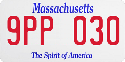 MA license plate 9PP030