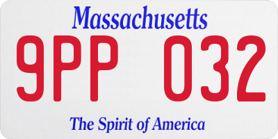 MA license plate 9PP032