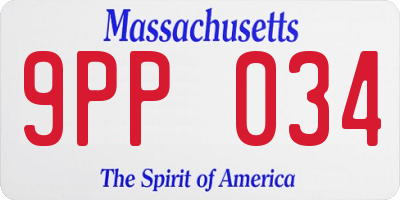 MA license plate 9PP034
