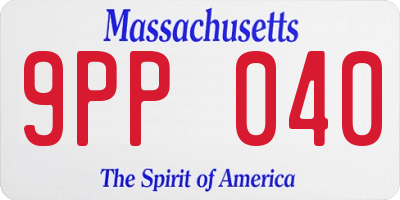 MA license plate 9PP040